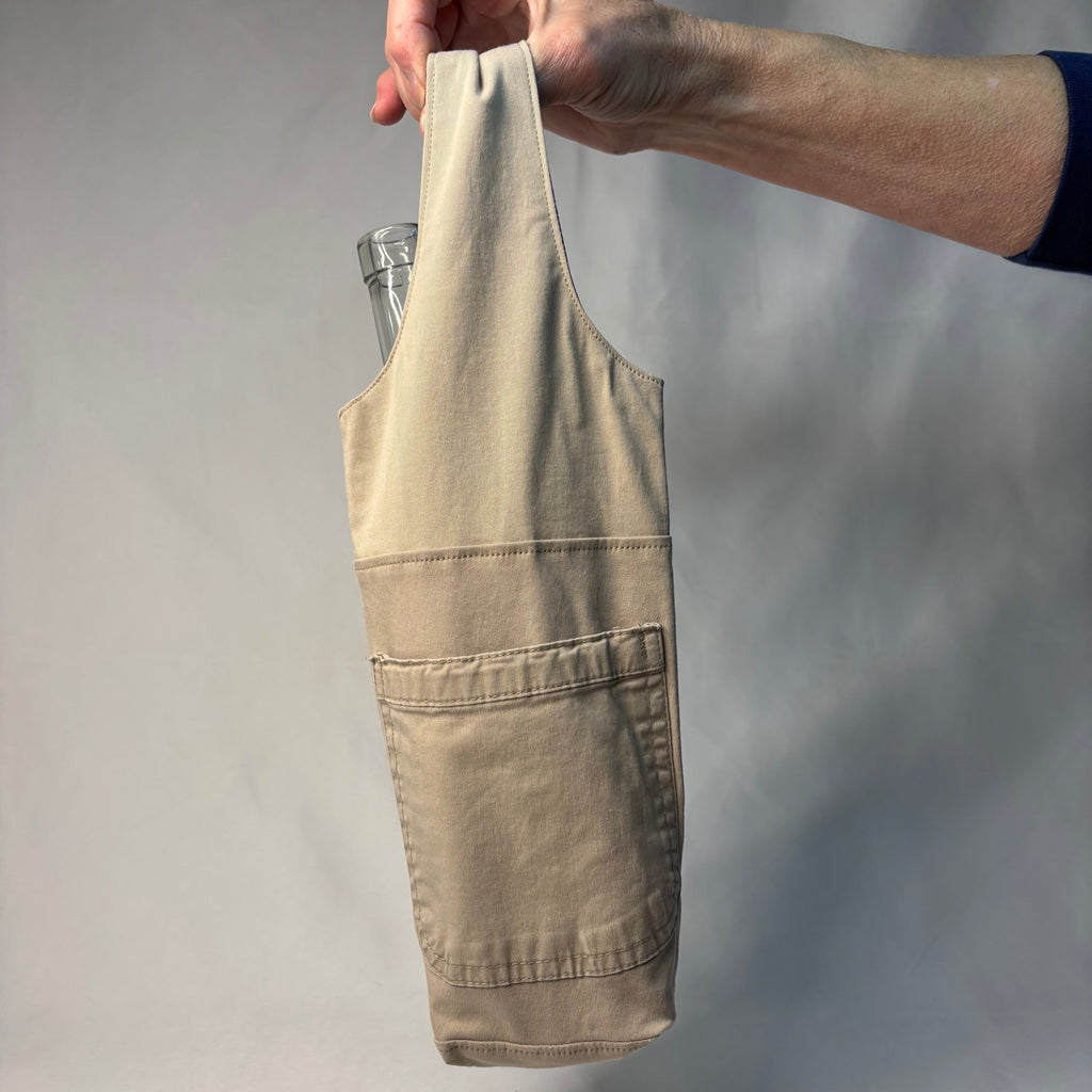 Upcycled Khaki Wine Tote