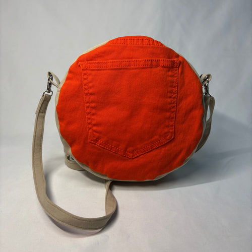 Color Block Circle Crossbody Bag Orange Brown Khaki