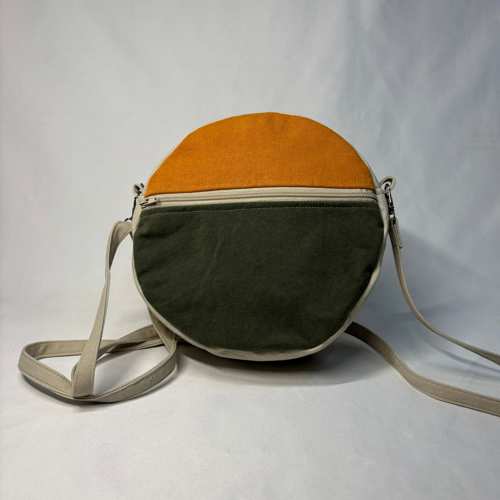 Color Block Circle Crossbody Bag Yellow Olive Khaki