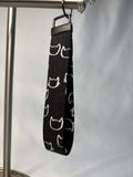 Upcycled Key Fob/Wrist strap Cats on Black
